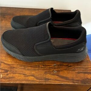 Skechers Men's Black Mesh Slip-Ons